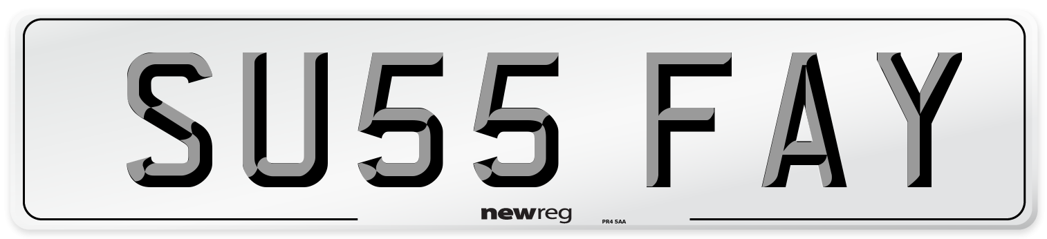 SU55 FAY Number Plate from New Reg